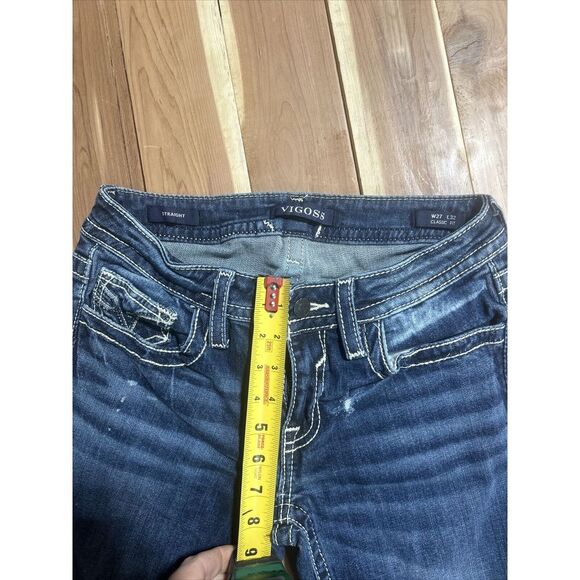 Women's Vigoss Classic Fit W27 L32 Jeans EUC Blue Straight  Ultra Low Rise - Picture 5 of 11